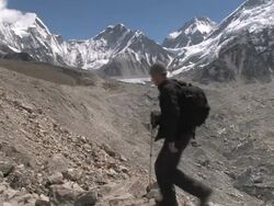Trekking in the Solu khumbu district or Everest region. Stock Footage