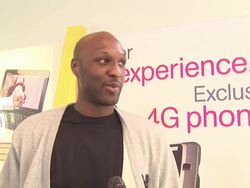 EVENT CAPSULE CLEAN: Lamar Odom and Shannon Brown Greet Fans At T-Mobile And Gear Up For NBA All-Star 2011 In Los Angeles, Los Angeles, CA, United States, 02/02/11 Stock Footage