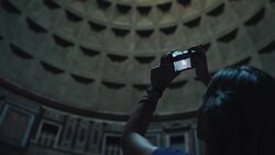 Lone tourist woman photographing Rome Stock Footage