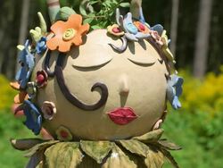 CU Shot of face of ceramic figure / Losheim, Saarland, Germany Stock Footage