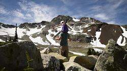 Father and daughter bonding in the mountains Stock Footage