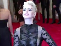 Anne Hathaway at "PUNK: Chaos To Couture" Costume Institute Gala Stock Footage
