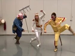 PERFORMANCE - Acrobats, singers, contortionists and martial artists at Lincoln Center Festival "Monkey: Journey to the West" Stock Footage
