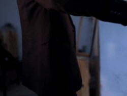 Hero or detective entering, screaming at criminals - two shots Stock Footage