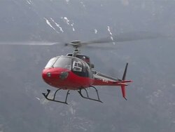 MS TS Rescue Helicopter Landing at HeliPad near Village / Namche Bazar, Khumbu, Region Nepal Stock Footage