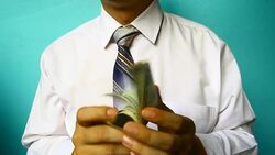 businessman show US dollar banknote Stock Footage