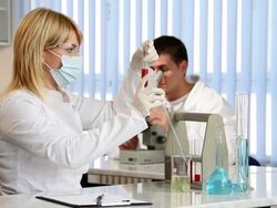 Scientists working in a laboratory Stock Footage