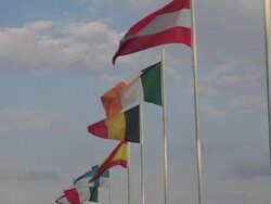 MS, LA, Row of national flags, Greece Stock Footage