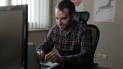 Happy Designer Using Computer Stock Footage