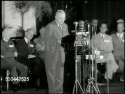 1949: TRUMAN HIGHWAY SAFETY CONFERENCE: VS U.S. President Harry S Truman (1884-1972) at podium 'I am particularly disappointed at the failure of many states to establish driving licensing systems worthy of the name... now offers driver education...' Instructional Video