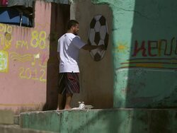 Morro Dos Prazeres Favela - Graffiti Artist Stock Footage