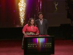 SPEECH: Melissa McCarthy and Joshua Jackson announce the nominees for the 63rd Primetime Emmy Awards (Footage by WireImage Video/Getty Images Entertainment Video) Stock Footage
