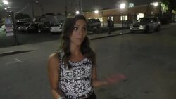 Josie Loren gives advise to kids being bullied as she leaves the Gay & Lesbia Center in Hollywood Stock Footage