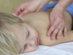 little boy with a massage Stock Footage
