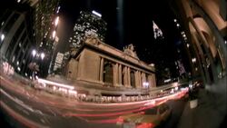 Traffic passes Grand Central Station on 42nd Street. Stock Footage