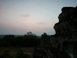 WS Silouette of temple at Sunset / Siem Reap, Siem Reap, Cambodia Stock Footage