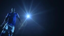 Soccer Player Kicking Ball in jump Stock Footage