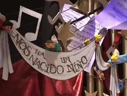 Music adds special touch to Christmas nativity sce Stock Footage