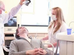Dental check patient waiting in chair. Stock Footage
