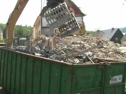 MS Bulldozer loading trolley / Saarburg, Rhineland-Palatinate, Germany Stock Footage