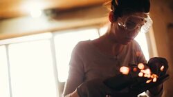 Repairwoman using a grinder Stock Footage