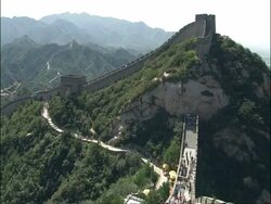 WA Great Wall of China on top of mountain, Badaling, China Stock Footage