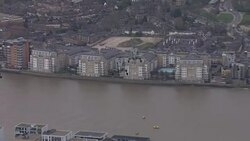 Aerials of Royal Navy Lynx helicopters over London News Clip