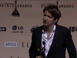 SPEECH: Tom Hooper on being nervous about Oscars. at the 2011 Independent Spirit Awards - Press Room at Santa Monica CA. (Footage by WireImage Video/GettyImages) Stock Footage
