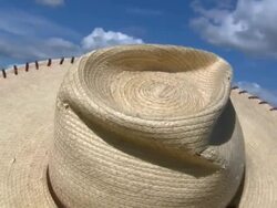 HD 1080i Straw Sombrero Hat in Wind Stock Footage