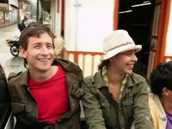 MS POV Travelers sitting in truck and going through small town / Salento, Quindio, Colombia  Stock Footage