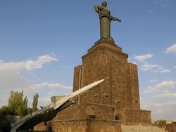 Yerevan, mother Armenian statue, Victory park Stock Footage