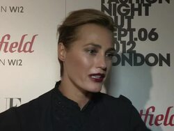 INTERVIEW: Yasmin Le Bon on watching the Olympics and practicing boxing in her family at Vogue Fashion Night Out at Westfield on September 06, 2012 in London, England (Footage by WireImage Video/Getty Images) Stock Footage