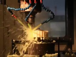 HD : Cnc Machine With Coolant Spray Stock Footage