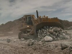 MS Shot of construction vehicle working on construction site / Namibia Stock Footage