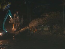 The construction at night Stock Footage