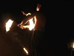 fire poi backflip 1 Stock Footage