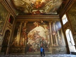 Completed West Wall In The Painted Hall In The Royal Navy College Stock Footage