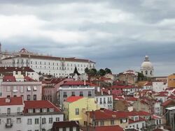Lisbon, panoramic view to Afama Stock Footage