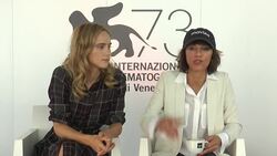 INTERVIEW - Suki Waterhouse, Ana Lily Amirpour on working with VICE at 'The Bad Batch' Interviews - 73rd Venice Film Festival Stock Footage