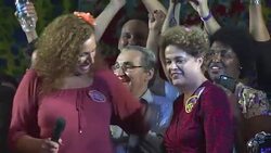 CLEAN : Thousands welcome Rousseff at a political rally in Rio News Clip