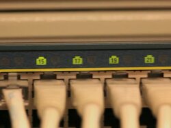 Powerfull and conect cable in computer modem Stock Footage