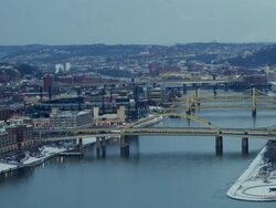 WS PAN T/L View of city between day and night / Pittsburgh, PA, United States Stock Footage