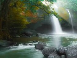 Waterfall in forest of Thailand Stock Footage