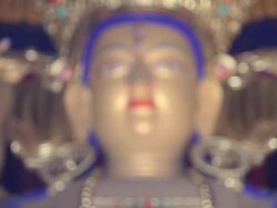 R/F CU LS face of Buddha statue/xian,shaanxi,china Stock Footage