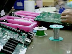 Soldering components on a circuit board Stock Footage