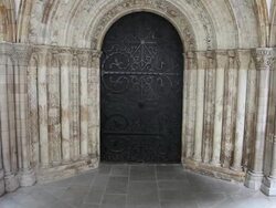 Western portal, Temple Church, London Stock Footage