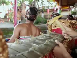 CU Men playing slenthem AUDIO / Bali, Indonesia Stock Footage