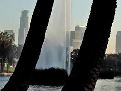 Downtown Los Angeles from Echo Park Stock Footage