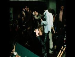 SYND 27 4 75 DEMOCRATIC PARTY WITH PRESS AND CROWDS CELEBRATE IN STREETS News Clip