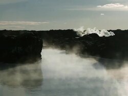 WS Shot of volcanic rock landscape / Reykjavik, Borgarfjaroarsysla, Iceland Stock Footage
